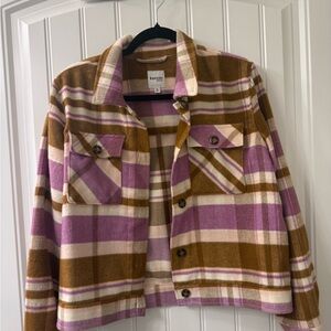 Kensie Women's Fall Jacket - Pink and Brown Plaid